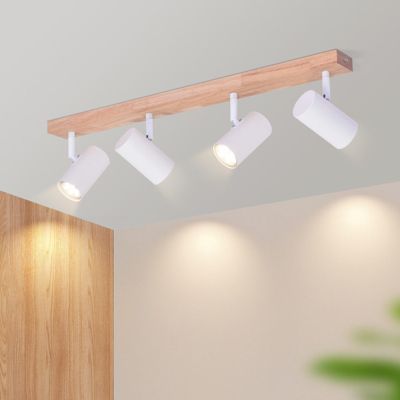 ZMH Plafonnier en Bois Massif à 4 Flammes Lampe de Plafond Élégante — free download