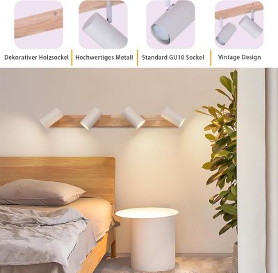 ZMH Plafonnier en Bois Massif à 4 Flammes Lampe de Plafond Élégante — free download