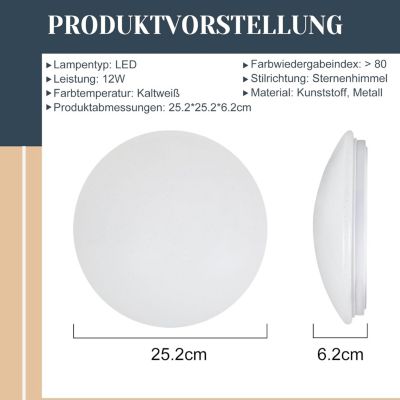 ZMH Plafonnier LED 12W Design Ciel Étoilé 25cm pour Chambre à Coucher