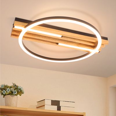 ZMH Plafonnier LED 24 W 38 cm Plafonnier en bois 3000 K blanc chaud  pour salon