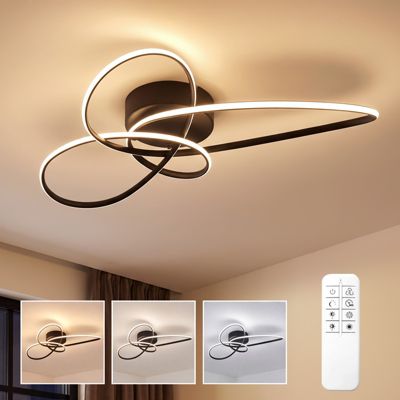 ZMH Plafonnier LED 30W Lampe de salon noir Plafonnier  moderne pour cuisine chambre