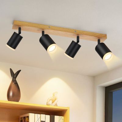 ZMH Plafonnier LED 4 Flammes Gu10 Bois-acrylique 350 degrees Pivotant Salon