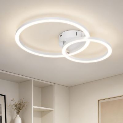 ZMH Plafonnier LED blanc 23W 4000K moderne design à 2 anneaux pour cuisine