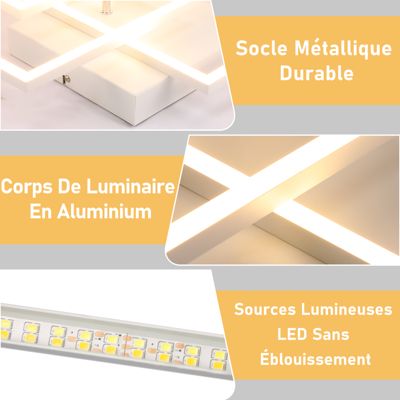 ZMH Plafonnier LED Moderne Blanc 3000-6500K pour Salon, Cuisine et Bureau