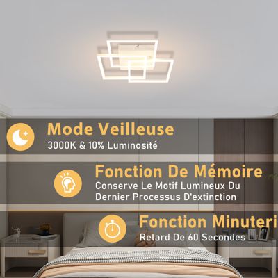 ZMH Plafonnier LED Moderne Blanc 3000-6500K pour Salon, Cuisine et Bureau
