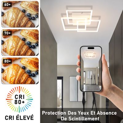 ZMH Plafonnier LED Moderne Blanc 3000-6500K pour Salon, Cuisine et Bureau