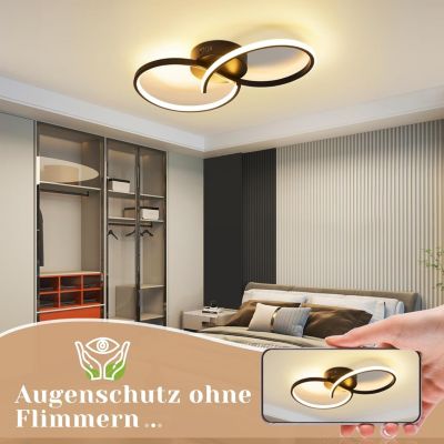 ZMH Plafonnier LED Moderne Noir 12w 3000k Pour Salon Et Couloir