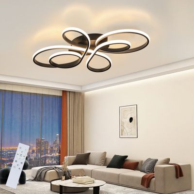 ZMH Plafonnier LED Noir 65w Avec Télécommande En Forme De Papillon Lampe de salon Design Moderne