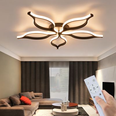 ZMH Plafonnier LED Noir 80 Cm 75 W Plafonnier Salon Avec Télécommande Et Intensité Pour Chambre