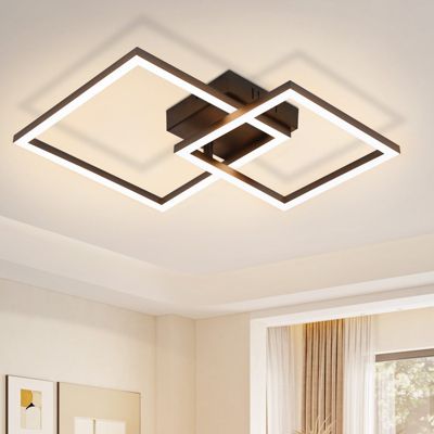 ZMH Plafonnier LED Salon - Carré Noir 20w Angulaire 3000k Plafonnier Couloir