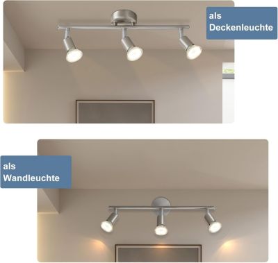 ZMH Plafonnier Moderne 3 Flammes GU10 pour Chambre et Couloir en Chrome