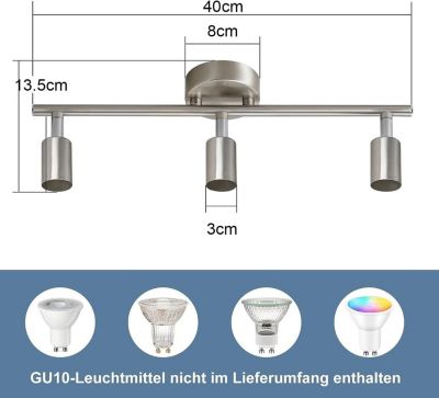 ZMH Plafonnier Moderne 3 Flammes GU10 pour Chambre et Couloir en Chrome