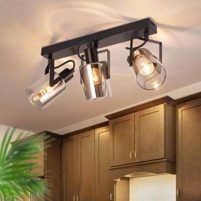 ZMH Plafonnier moderne gris fumée E14 avec spots pivotants pour chambre à coucher