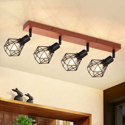 ZMH Plafonnier Noir Vintage Pivotant E14 pour Salon et Hall - Design Rétro Indus