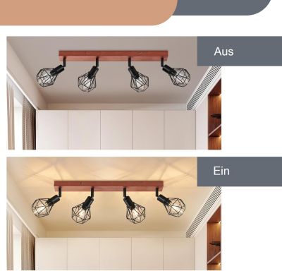 ZMH Plafonnier Noir Vintage Pivotant E14 pour Salon et Hall - Design Rétro Indus
