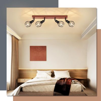 ZMH Plafonnier Noir Vintage Pivotant E14 pour Salon et Hall - Design Rétro Indus