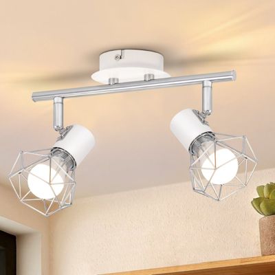 ZMH Plafonnier Spot 2 Flammes Orientable Blanc Métal E14 Réglable 350