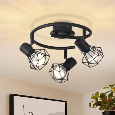 ZMH Plafonnier Spot De Plafond 3 Flammes E14 Noir Rétro Pivotant Métal