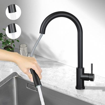 ZMH Robinet de Cuisine Noir en Acier Inoxydable avec Douche Extractible et Rotation 360 degrés