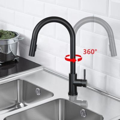ZMH Robinet de Cuisine Noir en Acier Inoxydable avec Douche Extractible et Rotation 360 degrés