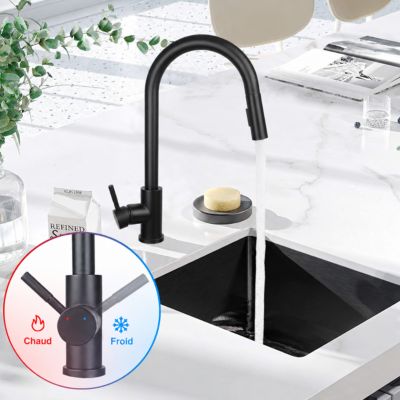 ZMH Robinet de Cuisine Noir en Acier Inoxydable avec Douche Extractible et Rotation 360 degrés