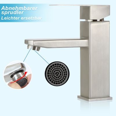 ZMH Robinet de lavabo en acier inoxydable haute pression avec mitigeur monocommande