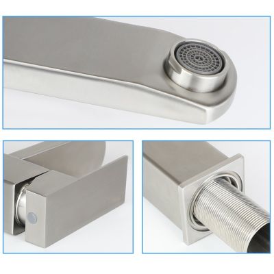 ZMH Robinet de lavabo en acier inoxydable haute pression avec mitigeur monocommande