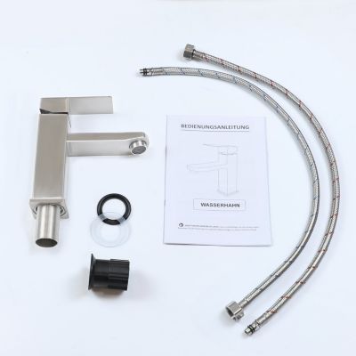 ZMH Robinet de lavabo en acier inoxydable haute pression avec mitigeur monocommande