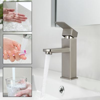 ZMH Robinet de lavabo en acier inoxydable haute pression avec mitigeur monocommande