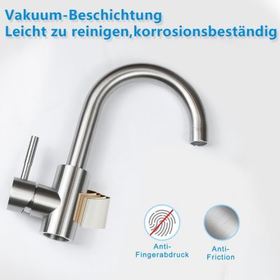 ZMH  Robinetterie de lavabo en acier inoxydable Mitigeur de lavabo rotatif à haute pression