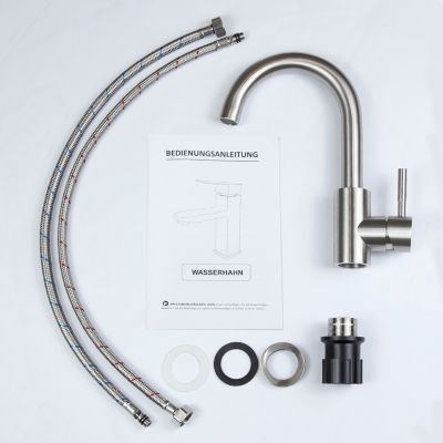 ZMH  Robinetterie de lavabo en acier inoxydable Mitigeur de lavabo rotatif à haute pression