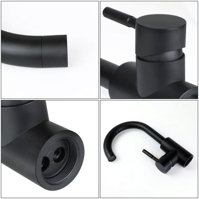 ZMH Robinetterie de lavabo rotatif en acier inoxydable noir avec mitigeur monocommande