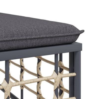 ZMH Salon De Jardin 4 Pièces Avec Coussins Anthracite Résine Tressée