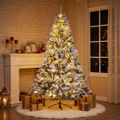 ZMH Sapin de Noël artificiel 210 cm en PVC  Avec Neige Floquée Pour Décoration Fêtes De Noël