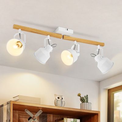 ZMH Plafonnier 4 Spot E14 Noir - Bois Vintage Pivotant 350° Spot De Plafond Pivotant 350pour Salon Chambre A Coucher Couloir Cuisine Max25w Sans Ampoule 84749972