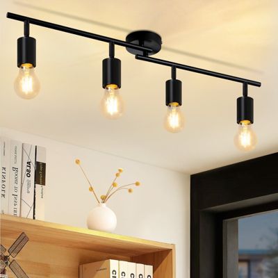 ZMH Spot de Plafond Noir Pivotant 350 degrés E27 - Lampe Vintage pour Chambre à Coucher