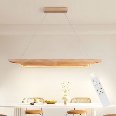 ZMH Suspension Salle à Manger 90cm Lampe Suspendue En Bois Moderne Dimmable Avec Télécommande