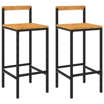 ZMH Tabourets De Bar Lot De 2 Noir Résine Tressée