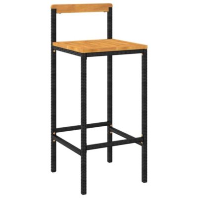 ZMH Tabourets De Bar Lot De 2 Noir Résine Tressée