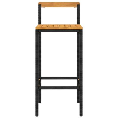 ZMH Tabourets De Bar Lot De 2 Noir Résine Tressée