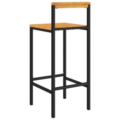ZMH Tabourets De Bar Lot De 2 Noir Résine Tressée