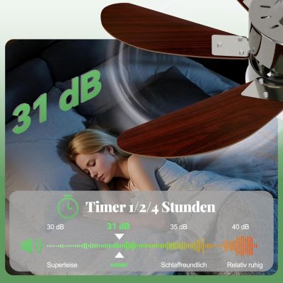 ZMH  Ventilateur de plafond avec éclairage 6 Pales- Silencieux Télécommande Été/Hiver ( Sans Ampoule) 75cm 15m²