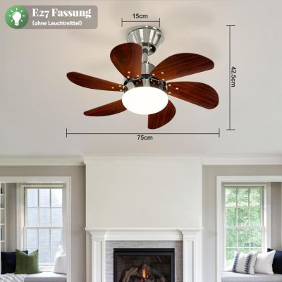 ZMH  Ventilateur de plafond avec éclairage 6 Pales- Silencieux Télécommande Été/Hiver ( Sans Ampoule) 75cm 15m²