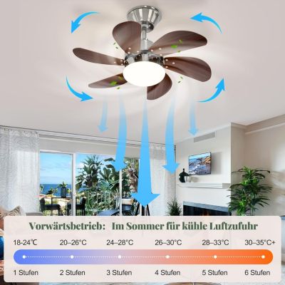ZMH  Ventilateur de plafond avec éclairage 6 Pales- Silencieux Télécommande Été/Hiver ( Sans Ampoule) 75cm 15m²
