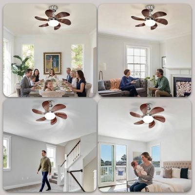 ZMH  Ventilateur de plafond avec éclairage 6 Pales- Silencieux Télécommande Été/Hiver ( Sans Ampoule) 75cm 15m²