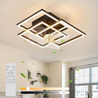 ZMH Ventilateur De Plafond LED Avec Éclairage Silencieux 3000k-6500k 6 Vitesses Avec Télécommande pour salon Été/Hiver 20m²