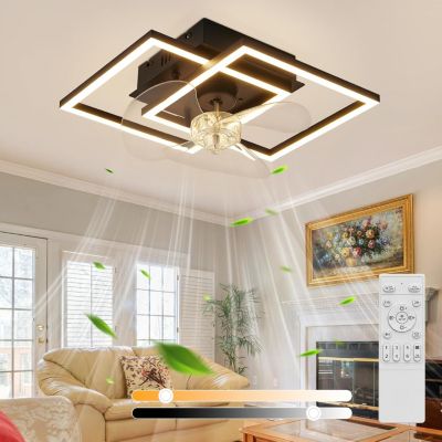 ZMH  Ventilateur De Plafond Noir Silencieux Avec Éclairage 6 Vitesses 3000-6500k Avec Télécommande Été/Hiver 20m²