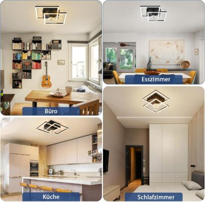 ZMH  Ventilateur De Plafond Noir Silencieux Avec Éclairage 6 Vitesses 3000-6500k Avec Télécommande Été/Hiver 20m²