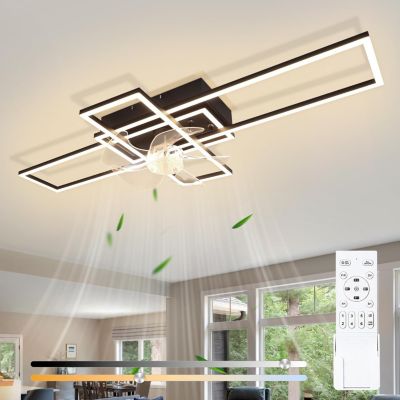 ZMH  Ventilateur De Plafond Noir Silencieux LED 6 vitesses intensité variable avec télécommande 20m² 94cm