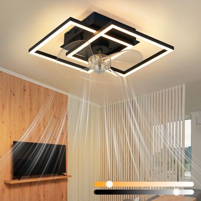 ZMH Ventilateur De Plafond Silencieux Avec Éclairage 6 Vitesses 3000-6500k Avec Télécommande noir Été/Hiver 20m²